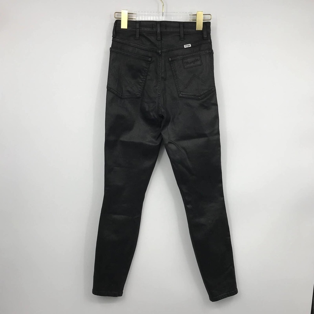 Wrangler Sexy Iconic Coated Straight Leg Jean High Rise Denim Black NWOT - Picture 3 of 6